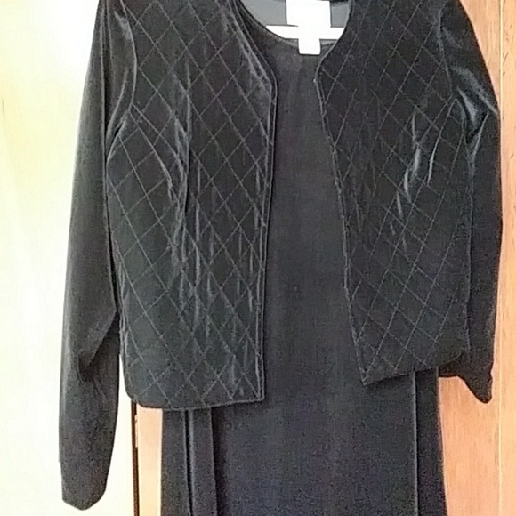 Susan Graver Black Velvet Dress and Jacket - Picture 5 of 8